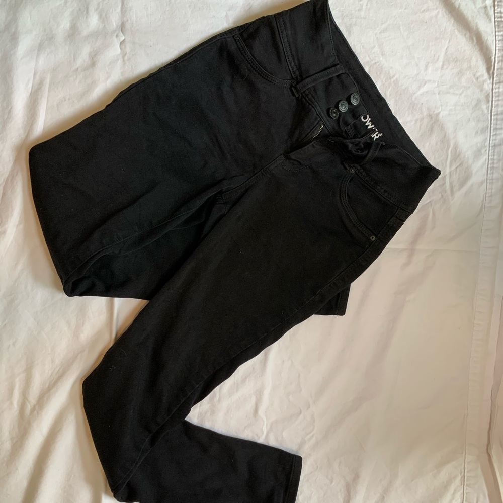 High waisted black skinny jeans